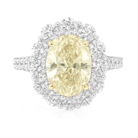 PT950 イエローダイヤモンドリング 2.98ct VS1 Very Light Yellow オーバル 画像
