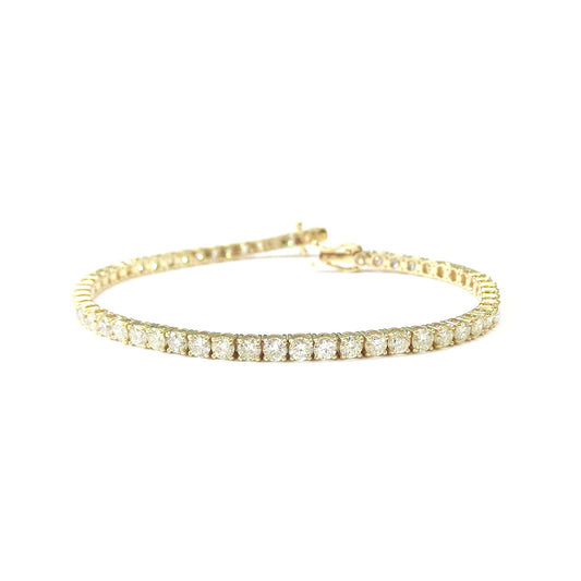 18K 天然ダイヤモンド テニスブレスレット ベリーライトイエロー SI2 6.27ct