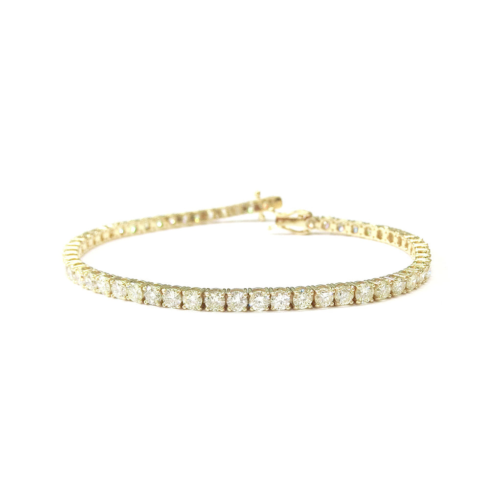 18K 天然ダイヤモンド テニスブレスレット ベリーライトイエロー SI2 6.27ct