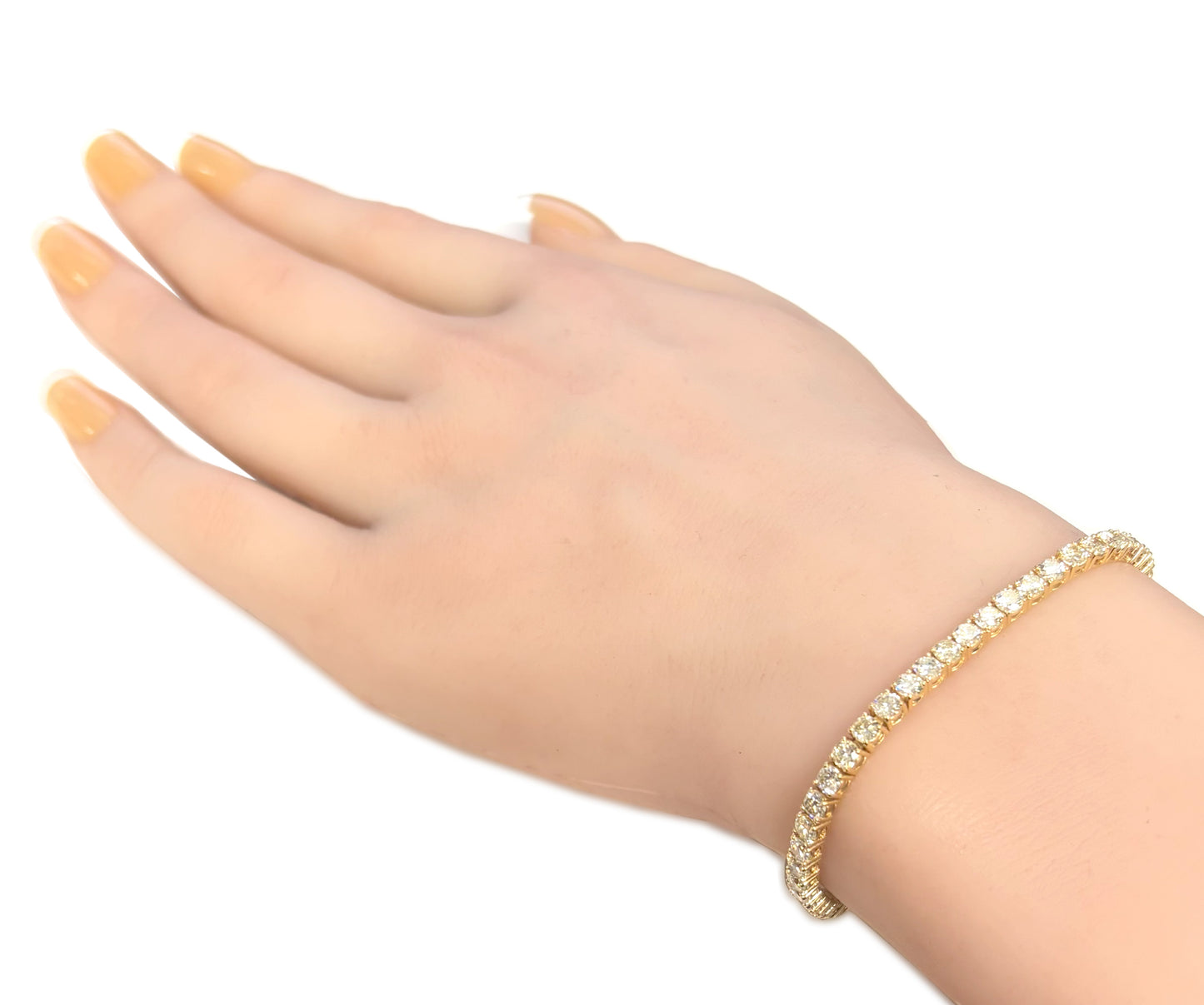 18K 天然ダイヤモンド テニスブレスレット ベリーライトイエロー SI2 6.27ct