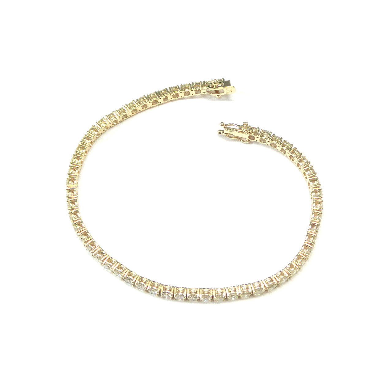 18K 天然ダイヤモンド テニスブレスレット ベリーライトイエロー SI2 6.27ct