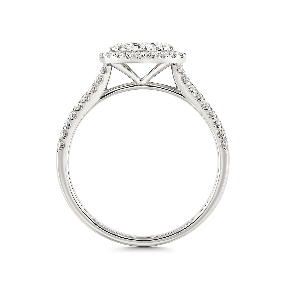 18K 無色ダイヤモンドリング 0.9ct ラウンドダイヤオーバルシェイプ