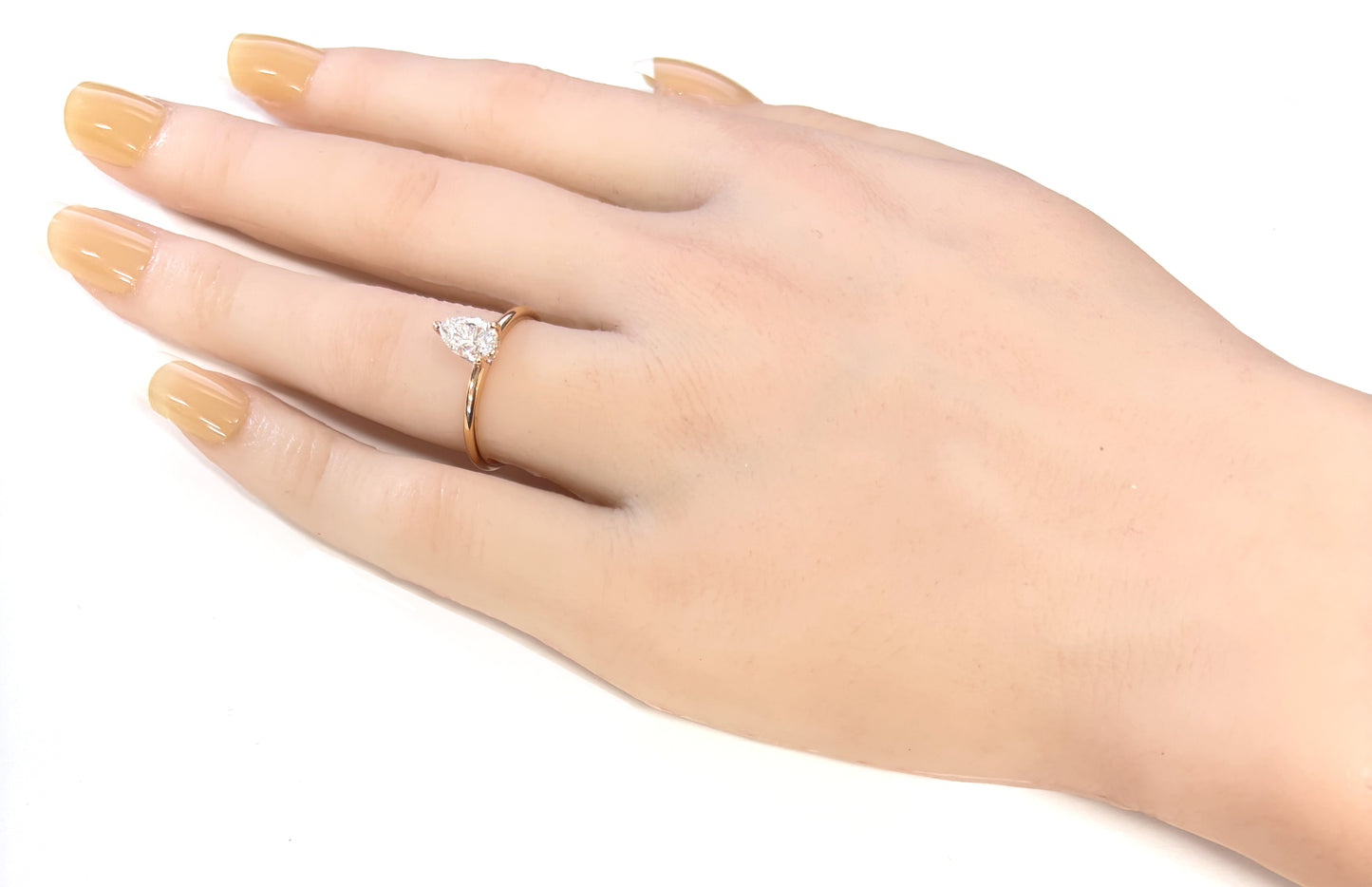 18KPG Pear Colorless Diamond Ring - 0.837ct