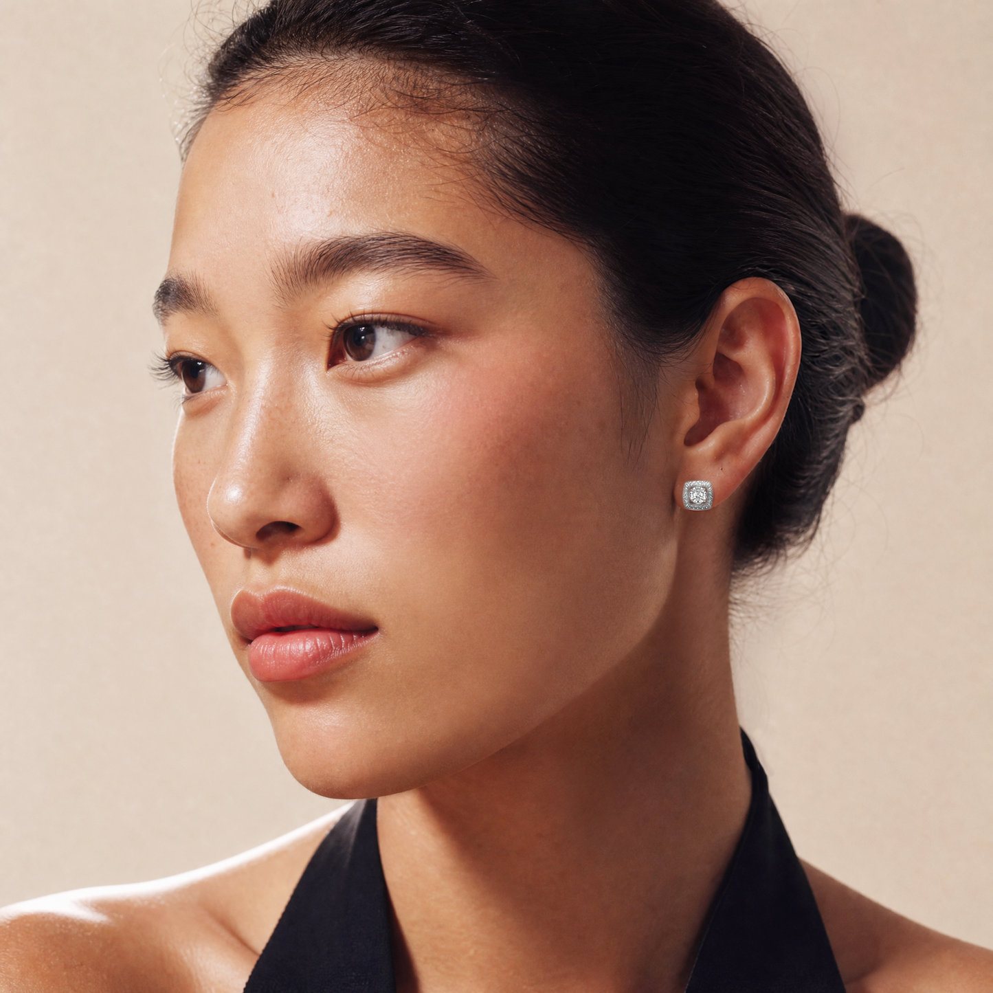 18K ラウンド天然ダイヤモンド 2WAY ハローピアス (取り外し可) 0.954ct
