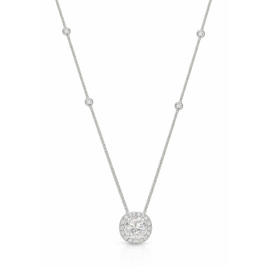 18K Jほぼ無色 ラウンドダイヤモンド ペンダント ネックレス - 1.094ct