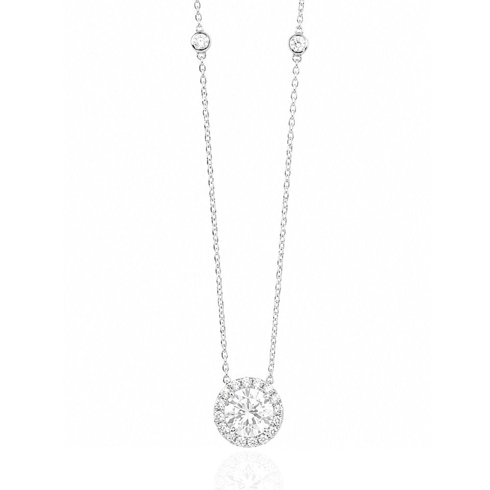 18K Near Colorless Round Diamond Pendant Necklace - 1.032ct