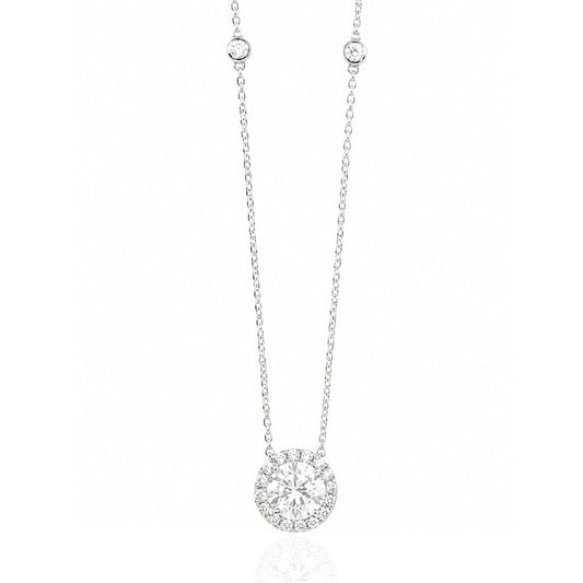 18K ほぼ無色  ラウンドダイヤモンド ペンダント ネックレス - 1.032ct
