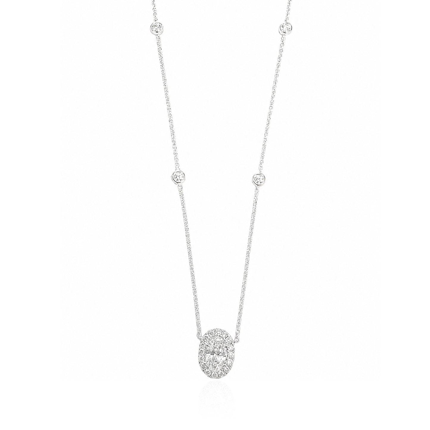 18KWG 無色F 天然ダイヤモンドネックレス 0.522ct オーバルカット