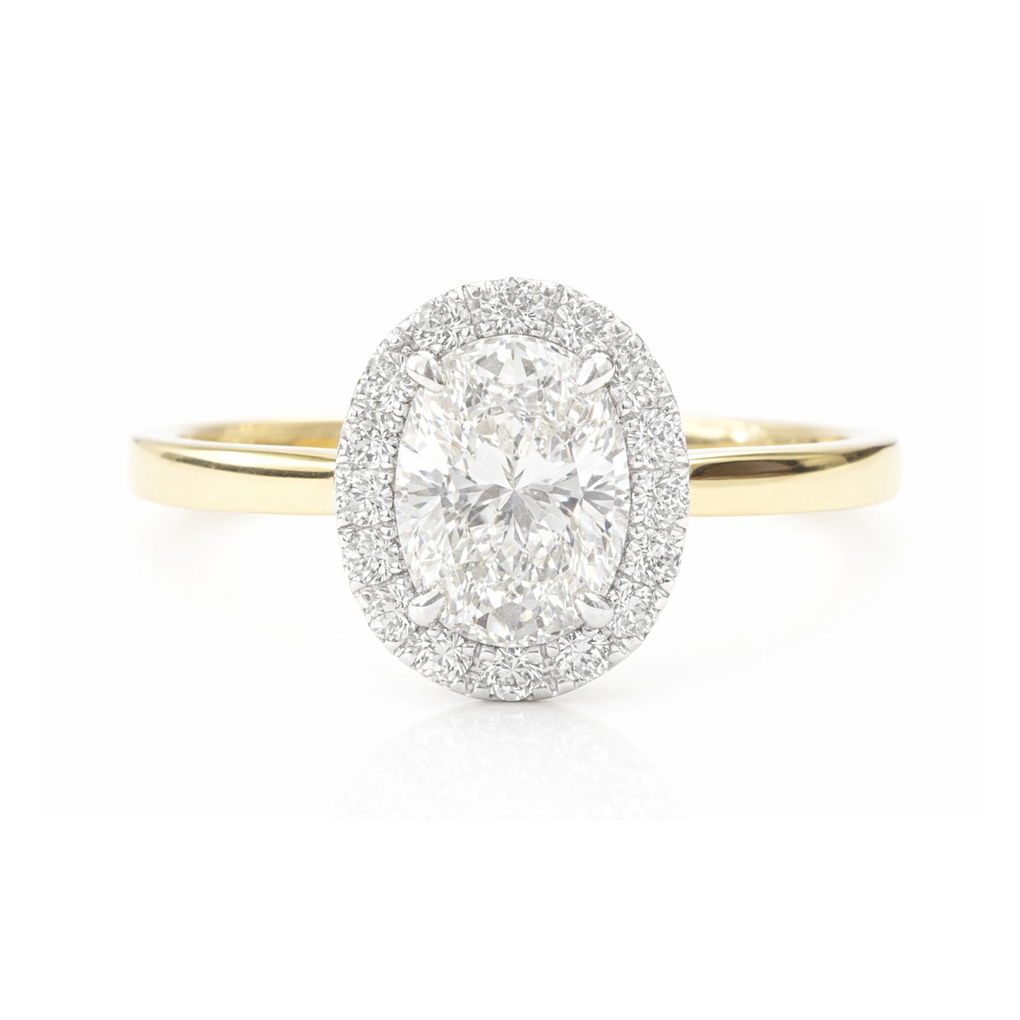 18K ほぼ無色G ダイヤモンドリング 1.049ct VVS2 オーバルカット