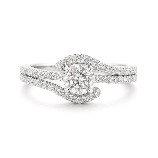18K 無色E ダイヤモンドリング 1.362ct VS1 ラウンドカット