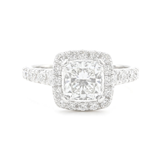 18K ほぼ無色H ダイヤモンドリング 1.5ct VS1 ラディアントカット