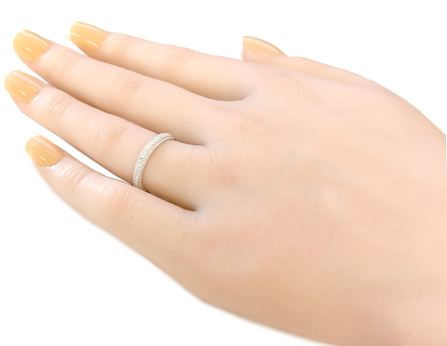 18K ミルグレイン ダイヤモンドリング - 0.2ct