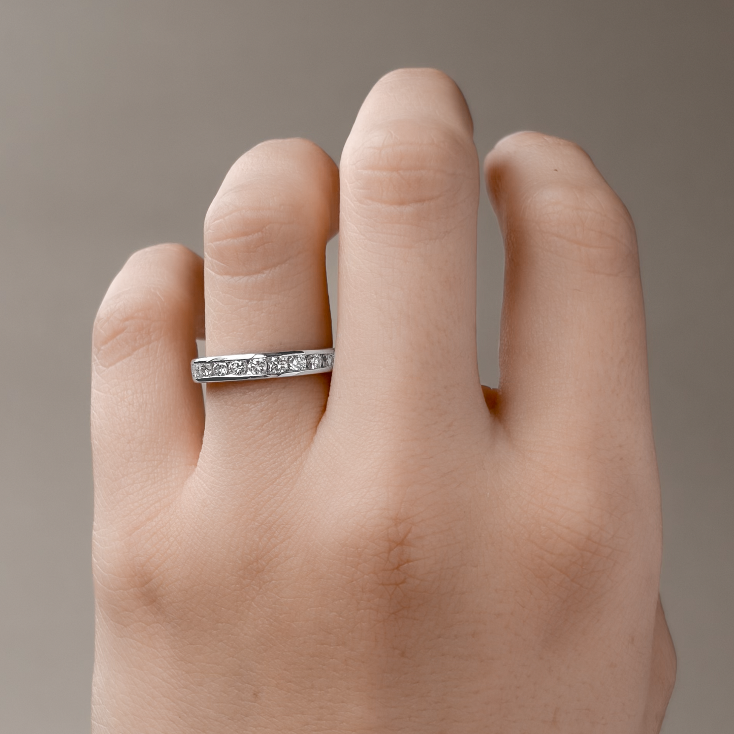 18K ラウンドダイヤモンド ハーフエタニティリング 0.53ct