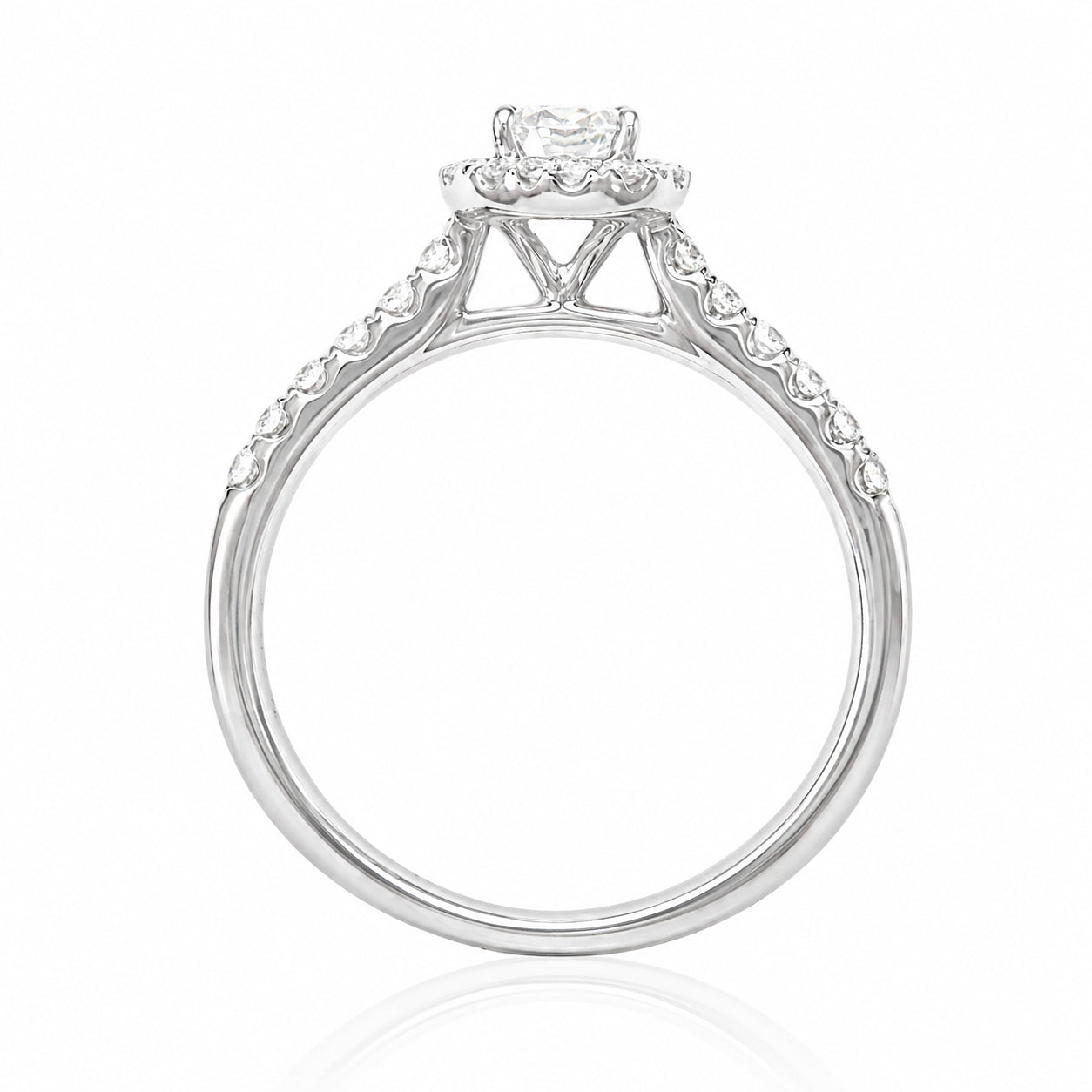 18KWG Colorless D Natural Diamond Ring 0.721ct Oval Cut