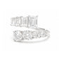 18KWG ほぼ無色G 天然ダイヤモンドリング 1.35ct エメラルド・ラウンドカット