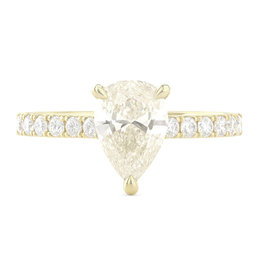 18K Pear-cut Near Colorless Diamond Ring - 1.146ct