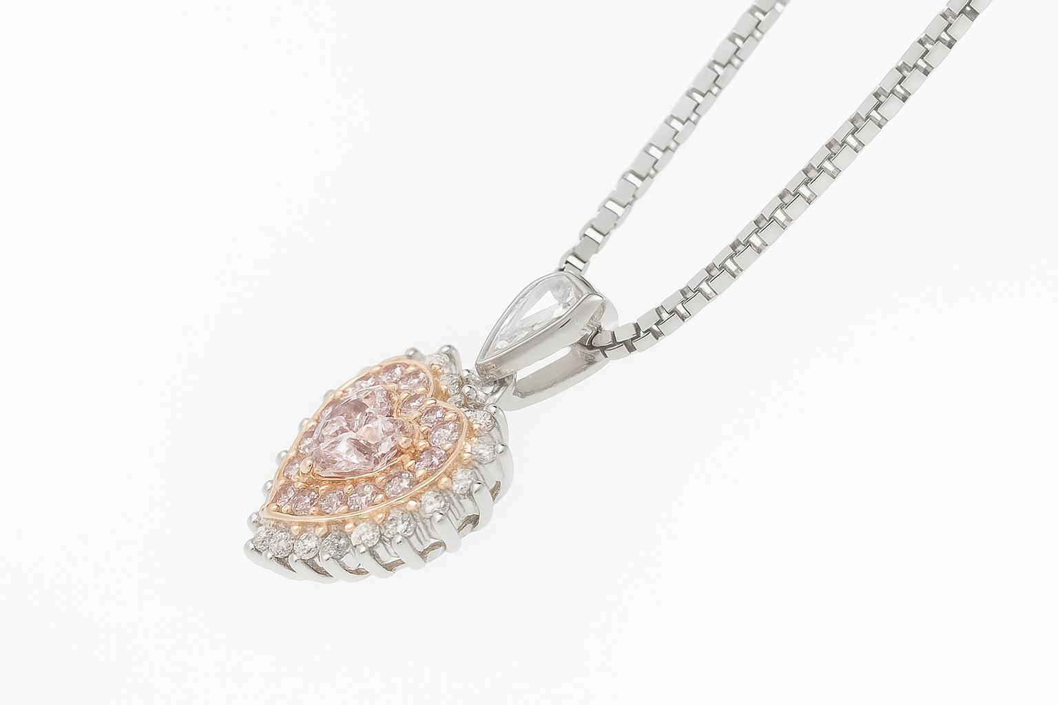 ピンクダイヤモンドネックレス ハート 1.194ct SI2 裏画像