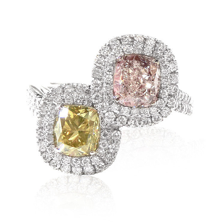 Mael Cushion Yellow & Pink Diamond Ring - 2.614ct