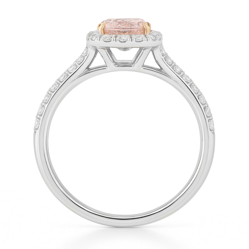 ピンクダイヤモンドリング クッション 0.811ct SI2 裏画像