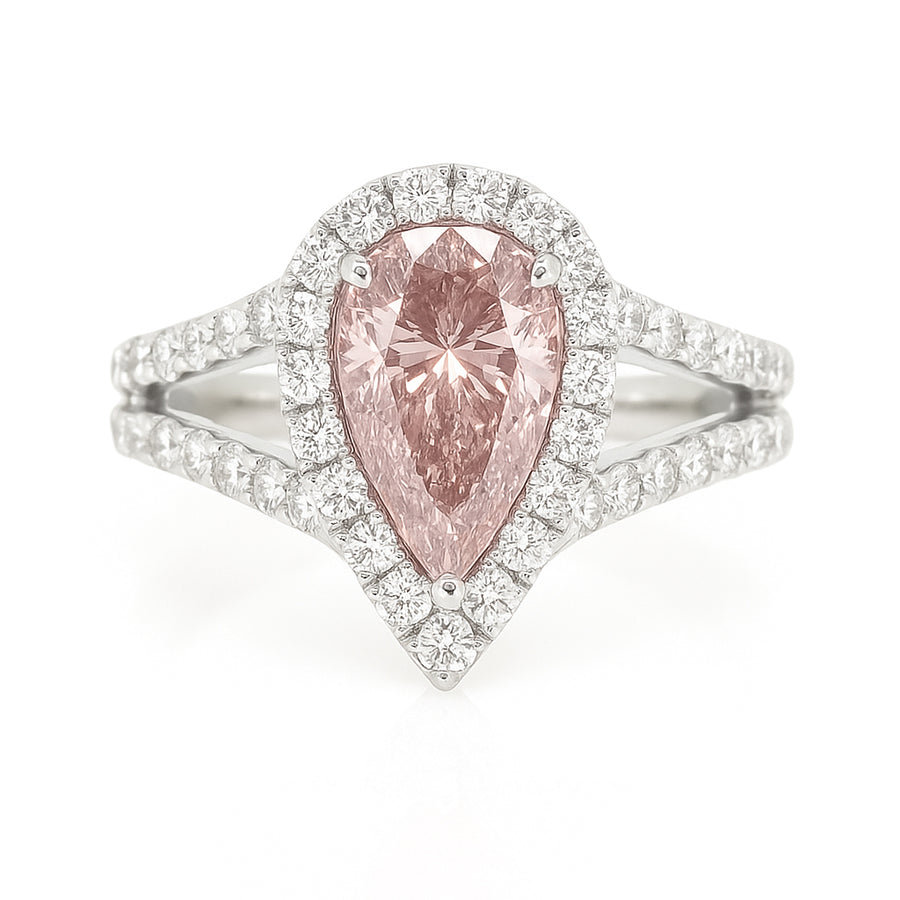 PT900 ピンクダイヤモンドリング 1.568ct Light Orangy Pink VVS2 ペア 