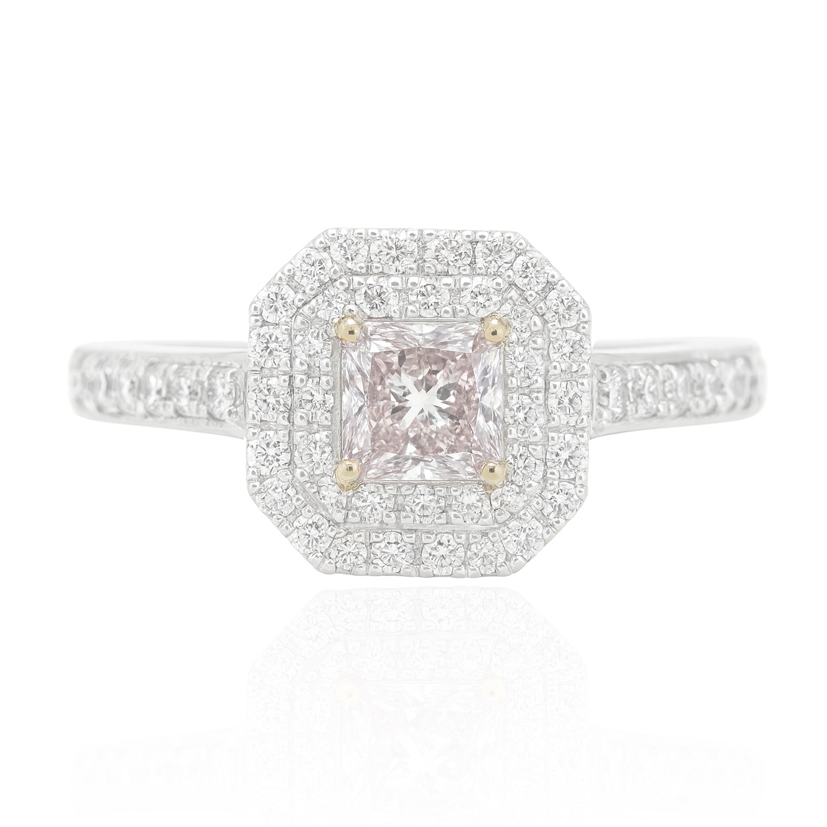 イエローダイアモンドリング プリンセス 0.995ct SI1 画像