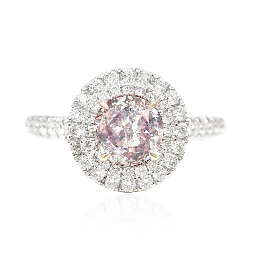 18K ピンクダイヤモンドリング 0.933ct Very Light Purplish Pink SI2 