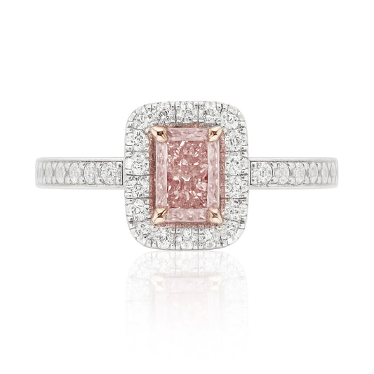 ピンクダイアモンドリング ラディアント 0.903ct SI2 画像