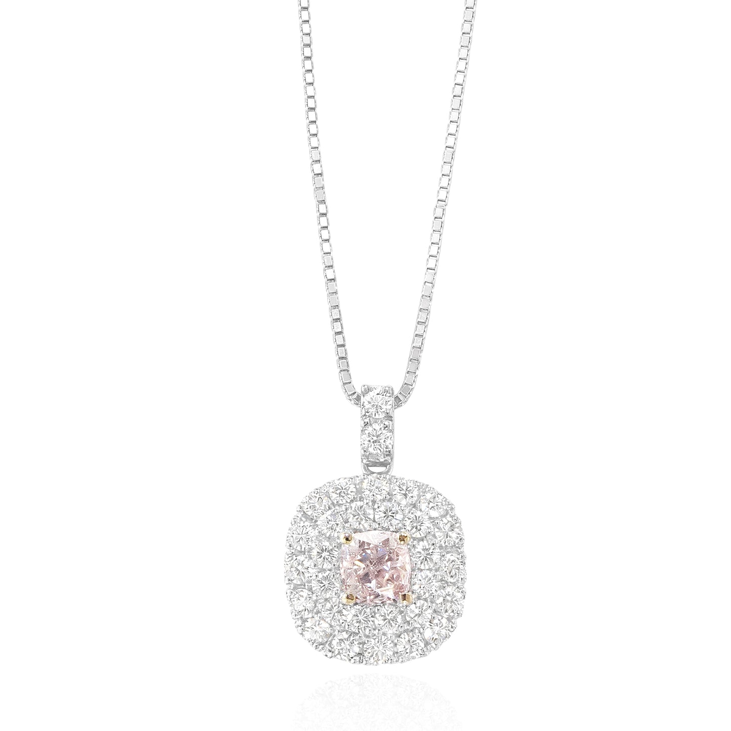 Mael Very Light Purplish Pink Cushion Diamond Pendant Necklace - 0.71ct