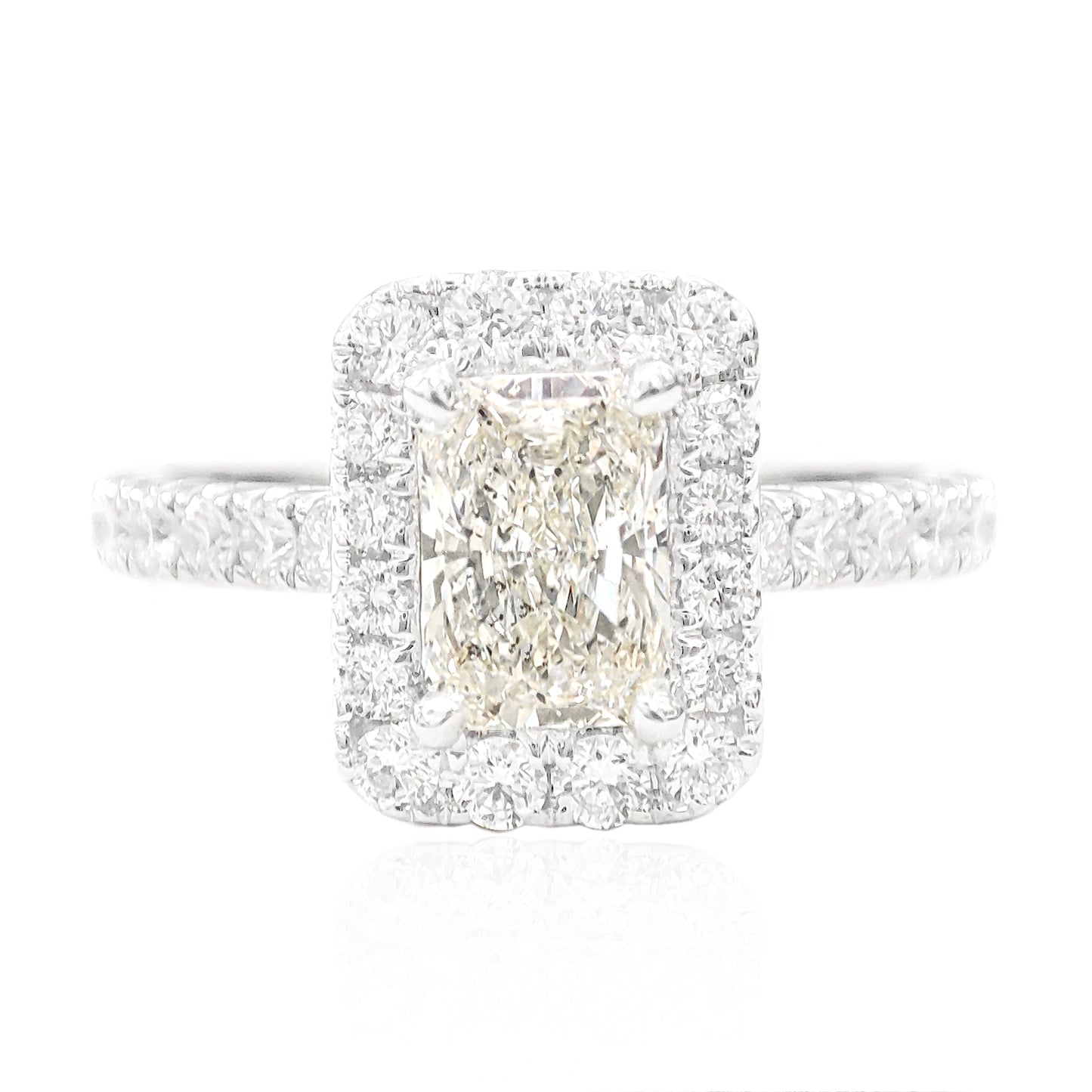 18KWG ダイヤモンドリング 1.26ct SI1 フェイントイエロー H ラディアント 画像