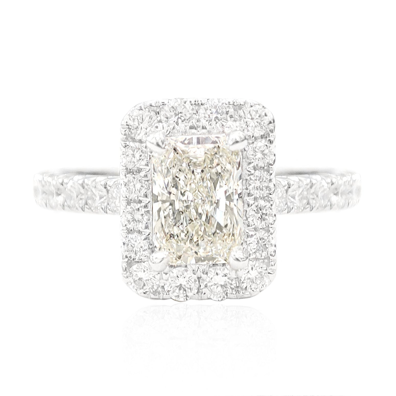 18KWG ダイヤモンドリング 1.26ct SI1 フェイントイエロー H ラディアント 画像