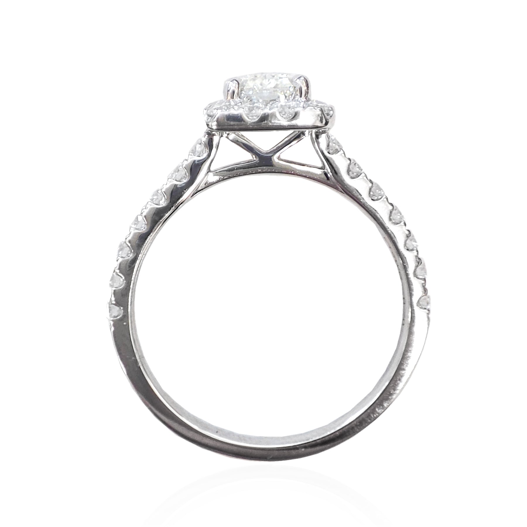 18KWG ダイヤモンドリング 1.26ct SI1 フェイントイエロー H ラディアント 横画像