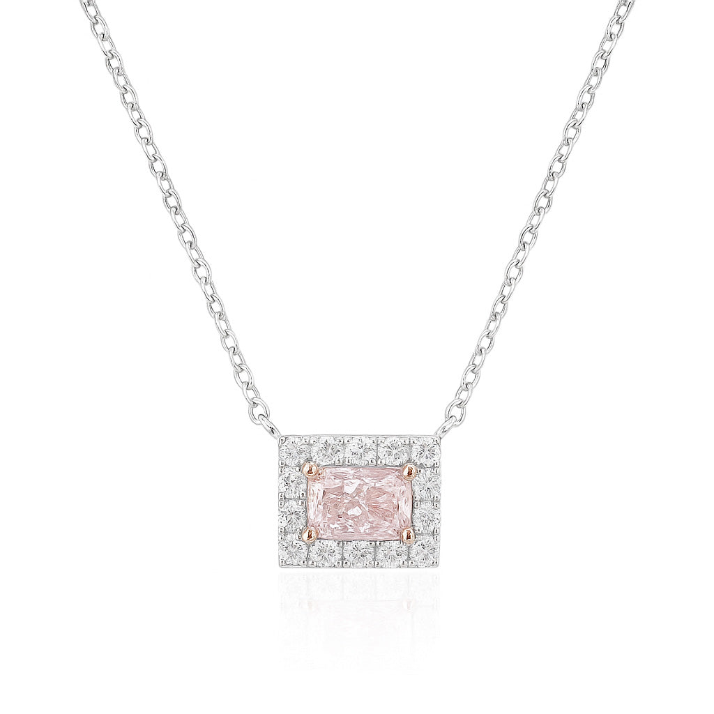 PT950/850 ピンクダイヤモンド ペンダントネックレス  0.559ct Faint Brown Pink SI1 ラディアント