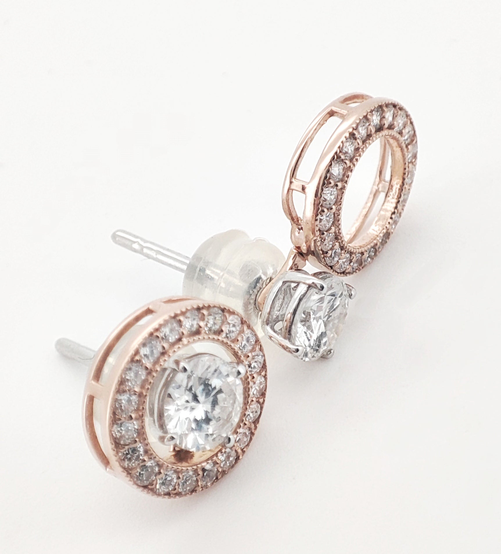  ダイヤモンドピアス 18Kゴールド 調整可能デザイン - 0.936ct 横画像