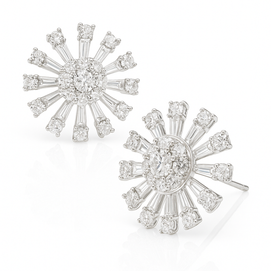 花柄 ラウンドダイヤモンド ピアス PT900 1.4ct 画像