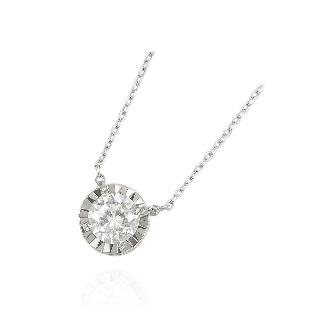 ダイアモンドネックレス ラウンド 0.442ct VS2 斜め画像