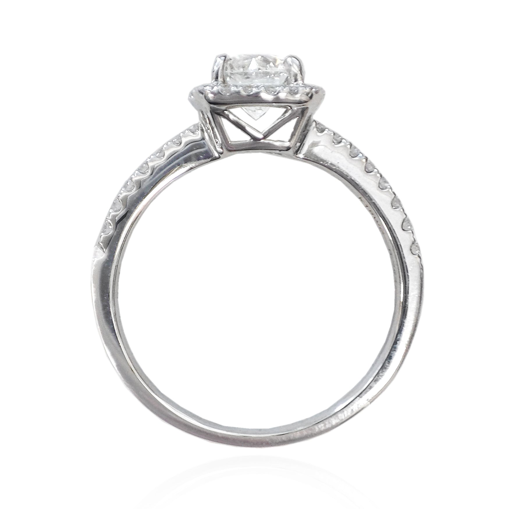 18KWG ダイヤモンドリング 0.983ct SI1 ほぼ無色 Near Colorless G ラウンド 横画像