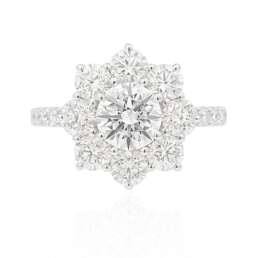 PT950 花柄 ダイヤモンドリング 2.128ct SI1 Colorless ラウンド 画像