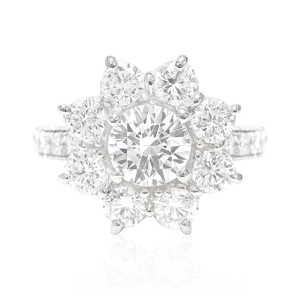 PT950 花柄 ダイヤモンドリング 2.128ct SI1 Colorless ラウンド 画像