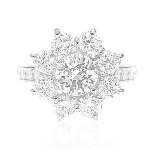 PT950 花柄 ダイヤモンドリング 2.128ct SI1 Colorless ラウンド 画像