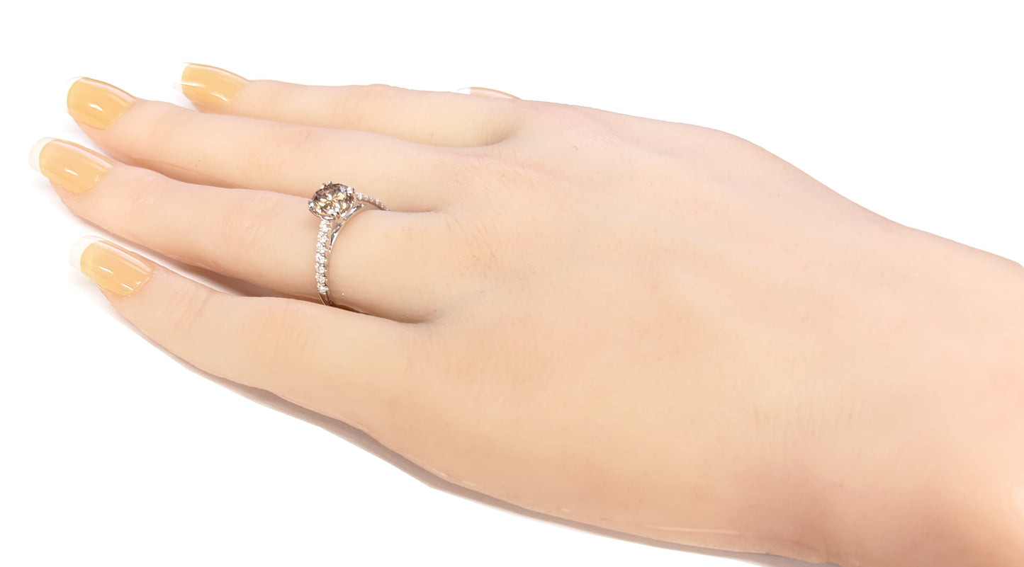 18K ブラウンダイヤモンドリング 1.537ct Fancy Brown VS1 ラウンド
