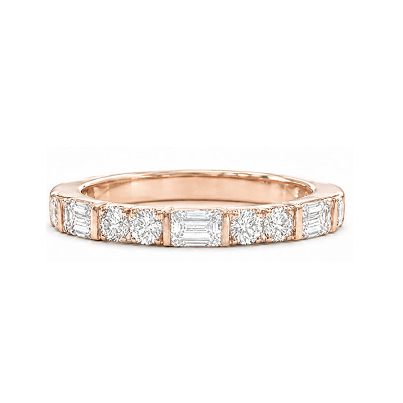 Round & Emerald-cut Diamond Eternity Ring - approx. 1.07ct