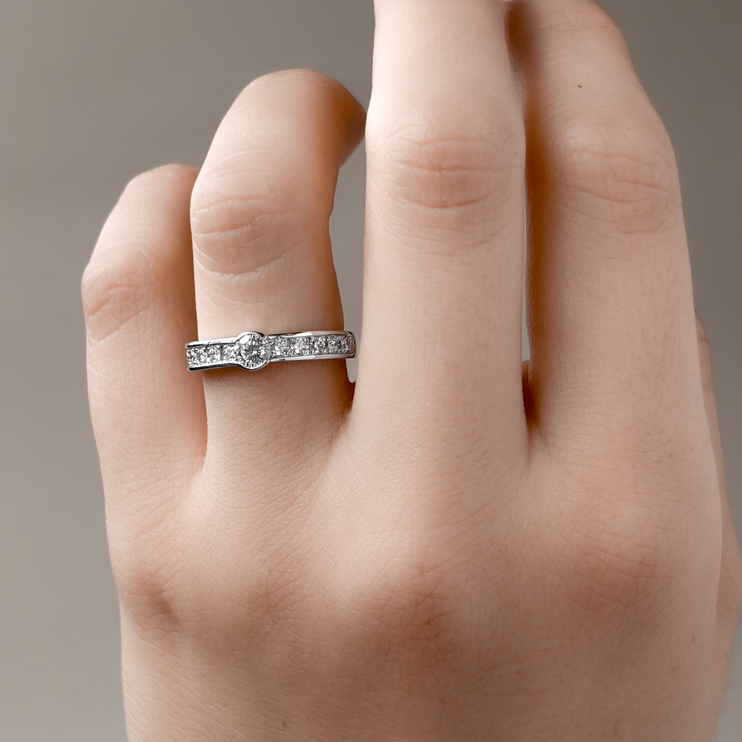 18K ダイヤモンドリング ラウンドカット 0.453ct