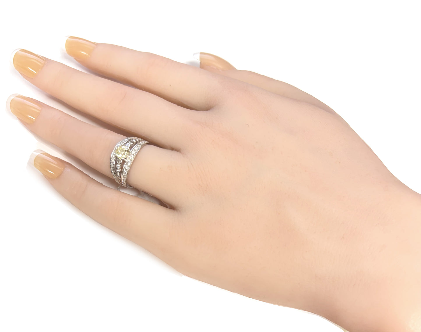 PT900 イエロー ダイヤモンドリング 1.012ct Light Yellow SI1 ラウンド