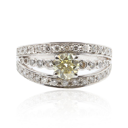 Round Light Yellow Diamond Ring - 1.012ct