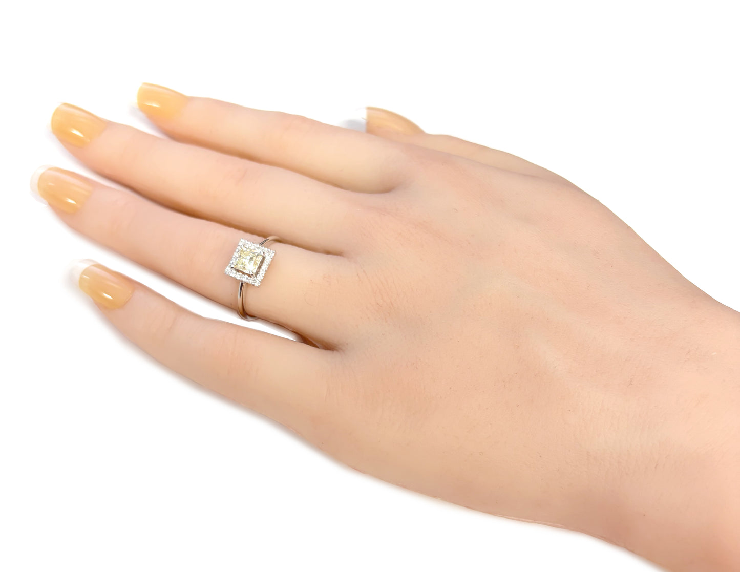 K18 イエローダイヤモンドリング 1.009ct VS2 Very Light Yellow プリンセス