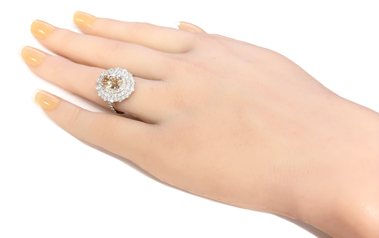 PT950 イエローブラウンダイヤモンド リング 2.928ct VS1 Fancy Yellow Brown オーバル