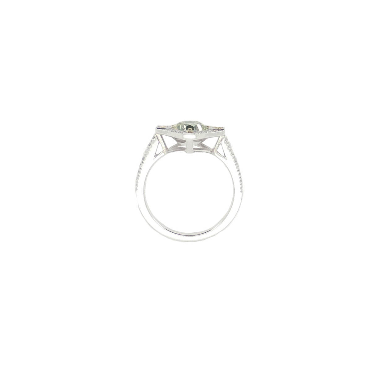 Mael グリーンイエロー オクタゴン カット ダイヤモンド リング 1.442ct 天然 VVS2 CGL リング裏側画像