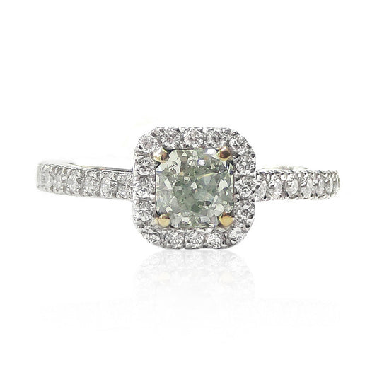 Mael Radiant Light Green Diamond Ring - 0.728ct 