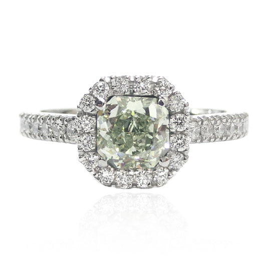 Mael Radiant Very Light Green Diamond Ring - 0.957ct