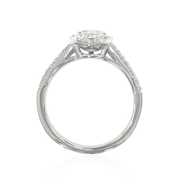 PT900 グリーンダイヤモンドリング ペアカット - 0.88ct